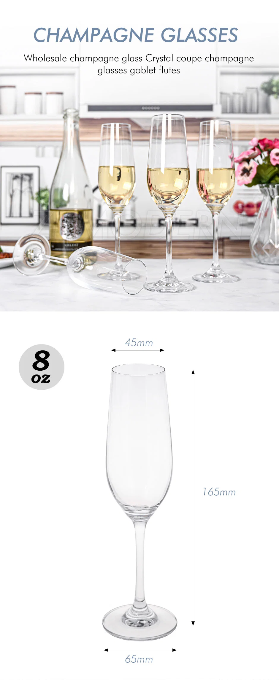 Wholesale High Class Unique Decorative Wine Stemware Crystal Glass Champagne Flute