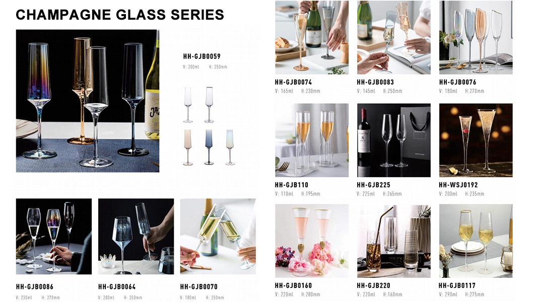 Wholesale Fancy Customized Logo Different Size Wedding Party Lead Free Colored Stemmed Champagne Glass Flutes