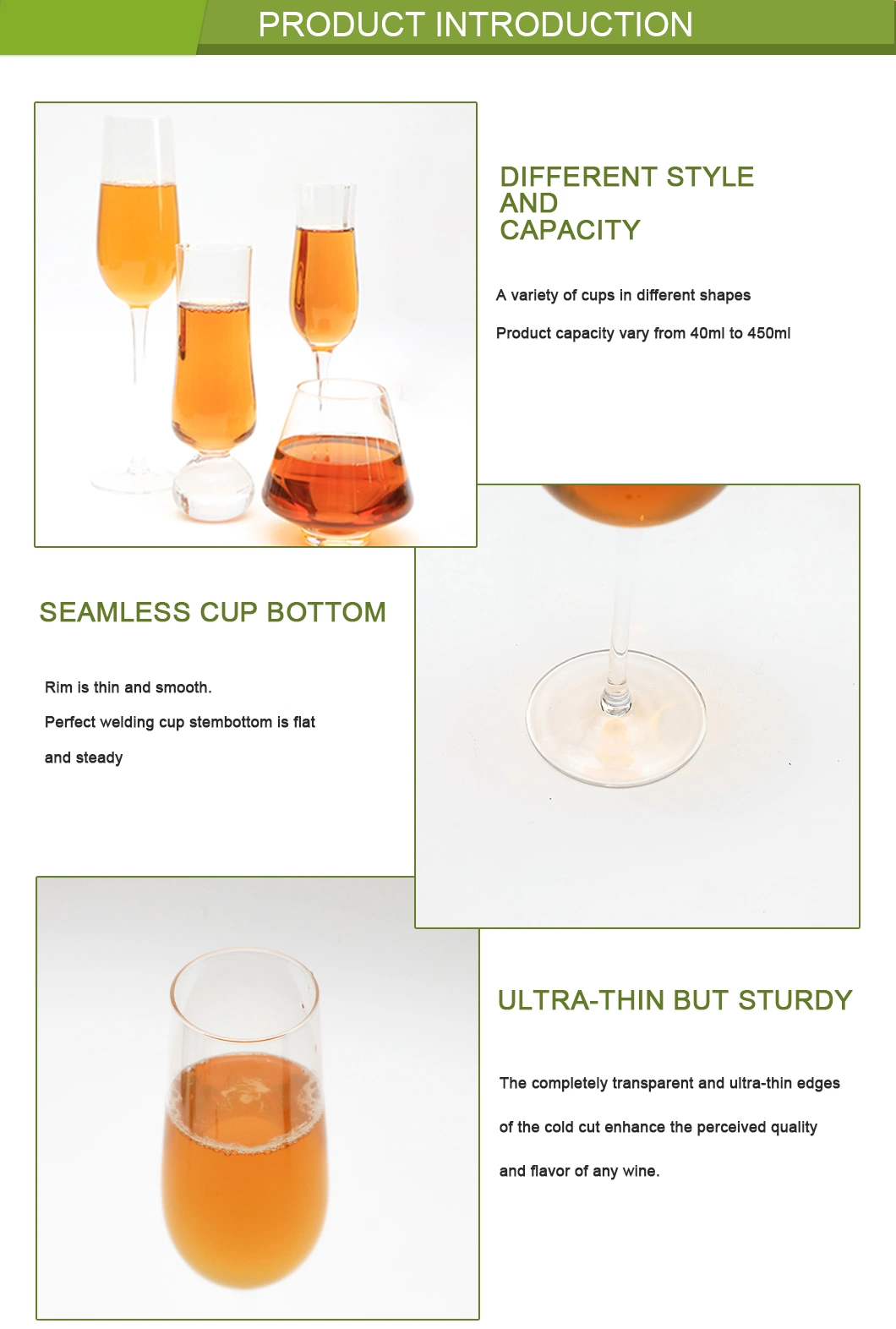 40ml, 50ml, 98ml, 100ml, 120ml, 150ml, 250ml, 350ml, 450ml Champagne Flute for Wine, Champagne and Cocktail