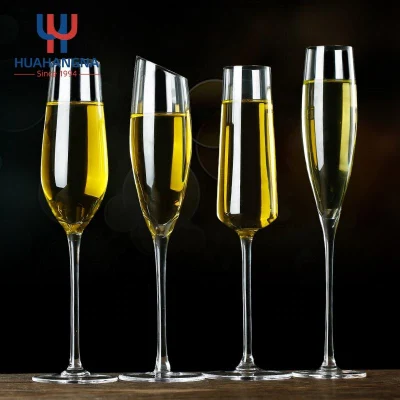 Wholesale Fancy Customized Logo Different Size Wedding Party Lead Free Colored Stemmed Champagne Glass Flutes